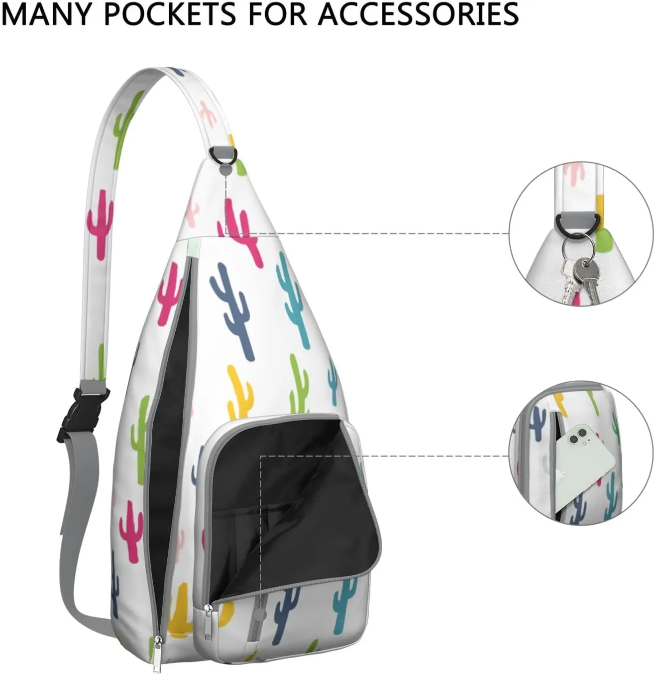 Shoulder Sling Crossbody Casual Chest Bag For Travel Sports Running,Backpack for Men & Women Lightweight Sports BagCrossbody Concealed Carry,Cactus Shoulder Bag Waterproof Chest Bag