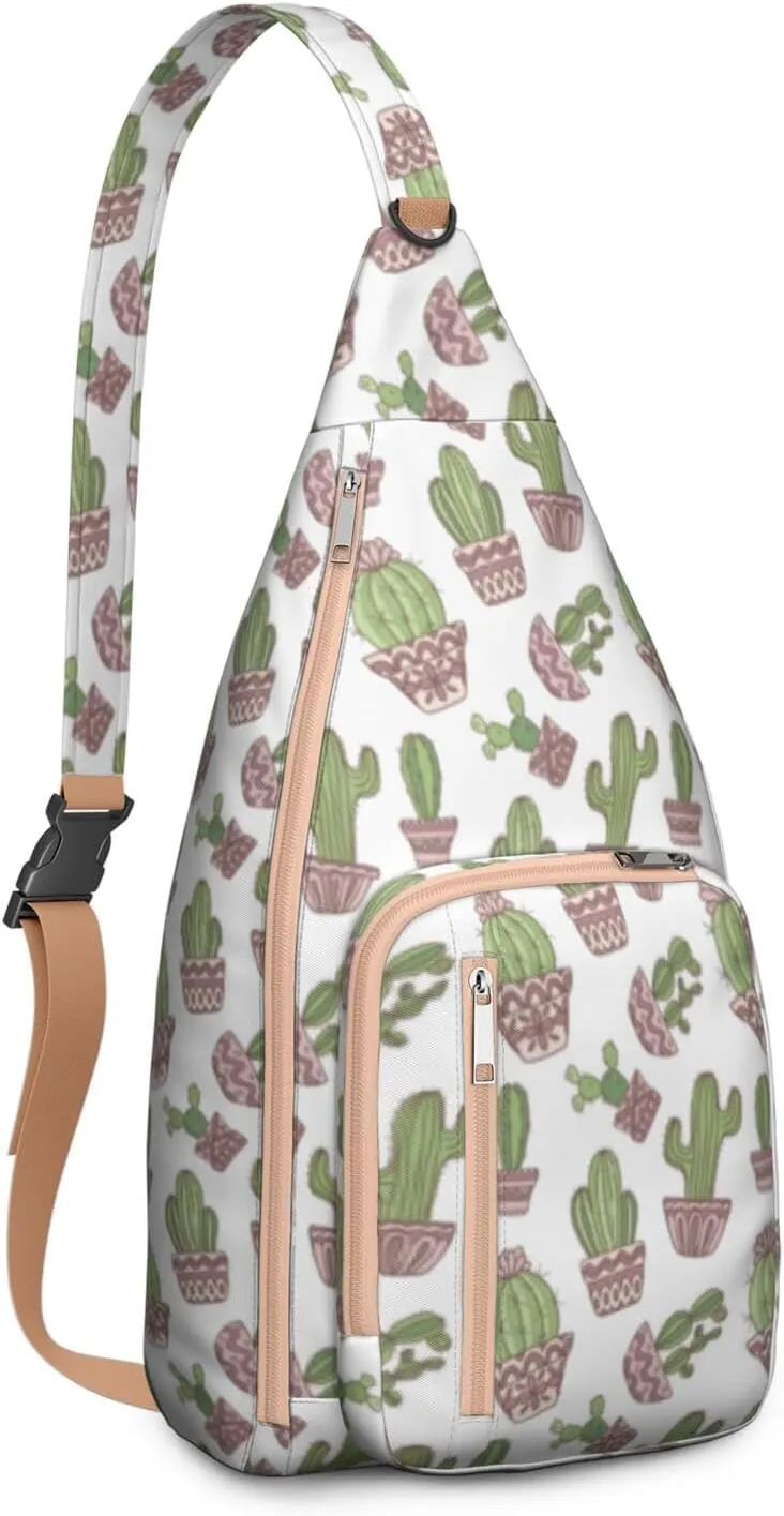 Shoulder Sling Crossbody Casual Chest Bag For Travel Sports Running,Backpack for Men & Women Lightweight Sports BagCrossbody Concealed Carry,Cactus Shoulder Bag Waterproof Chest Bag