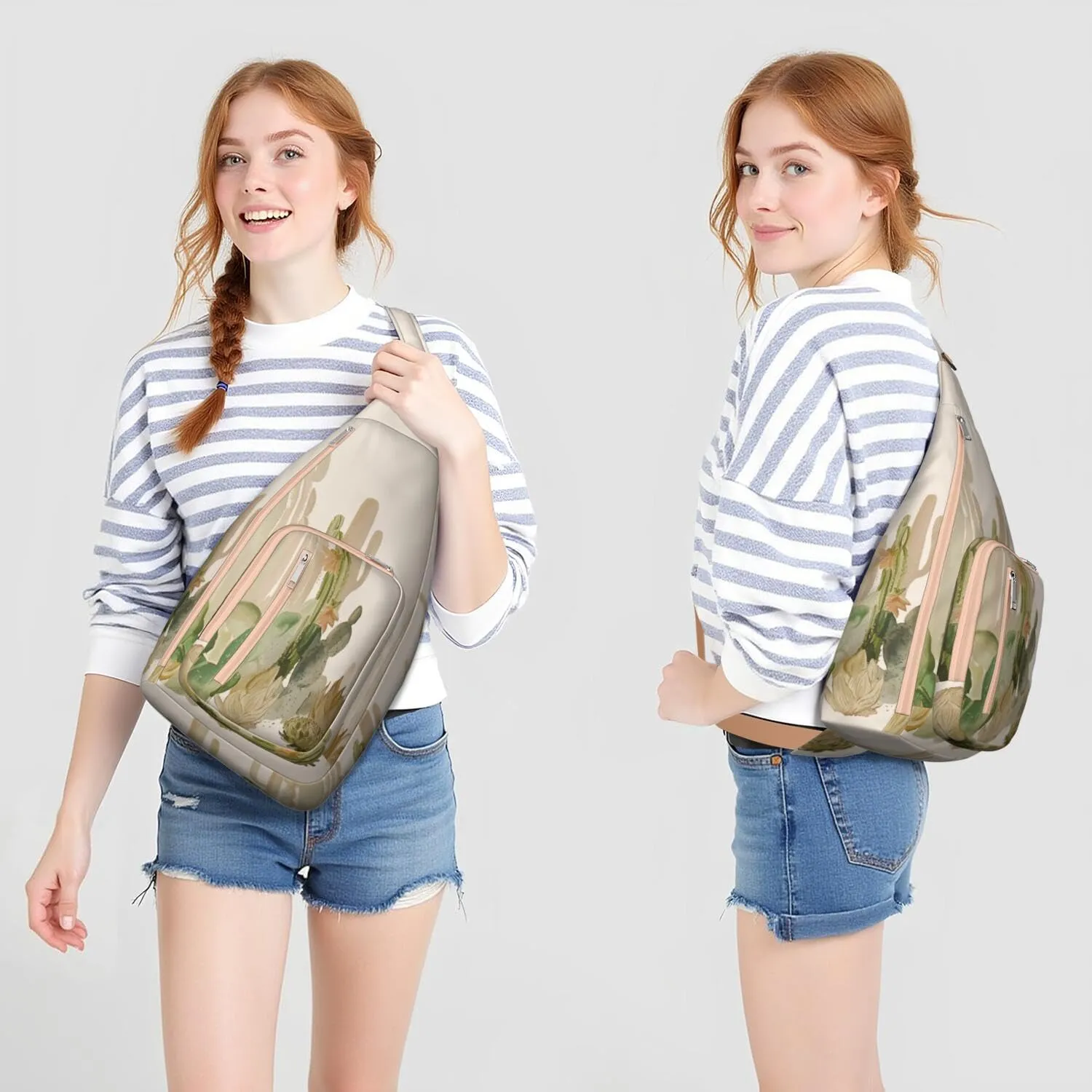 Shoulder Sling Crossbody Casual Chest Bag For Travel Sports Running,Backpack for Men & Women Lightweight Sports BagCrossbody Concealed Carry,Cactus Shoulder Bag Waterproof Chest Bag