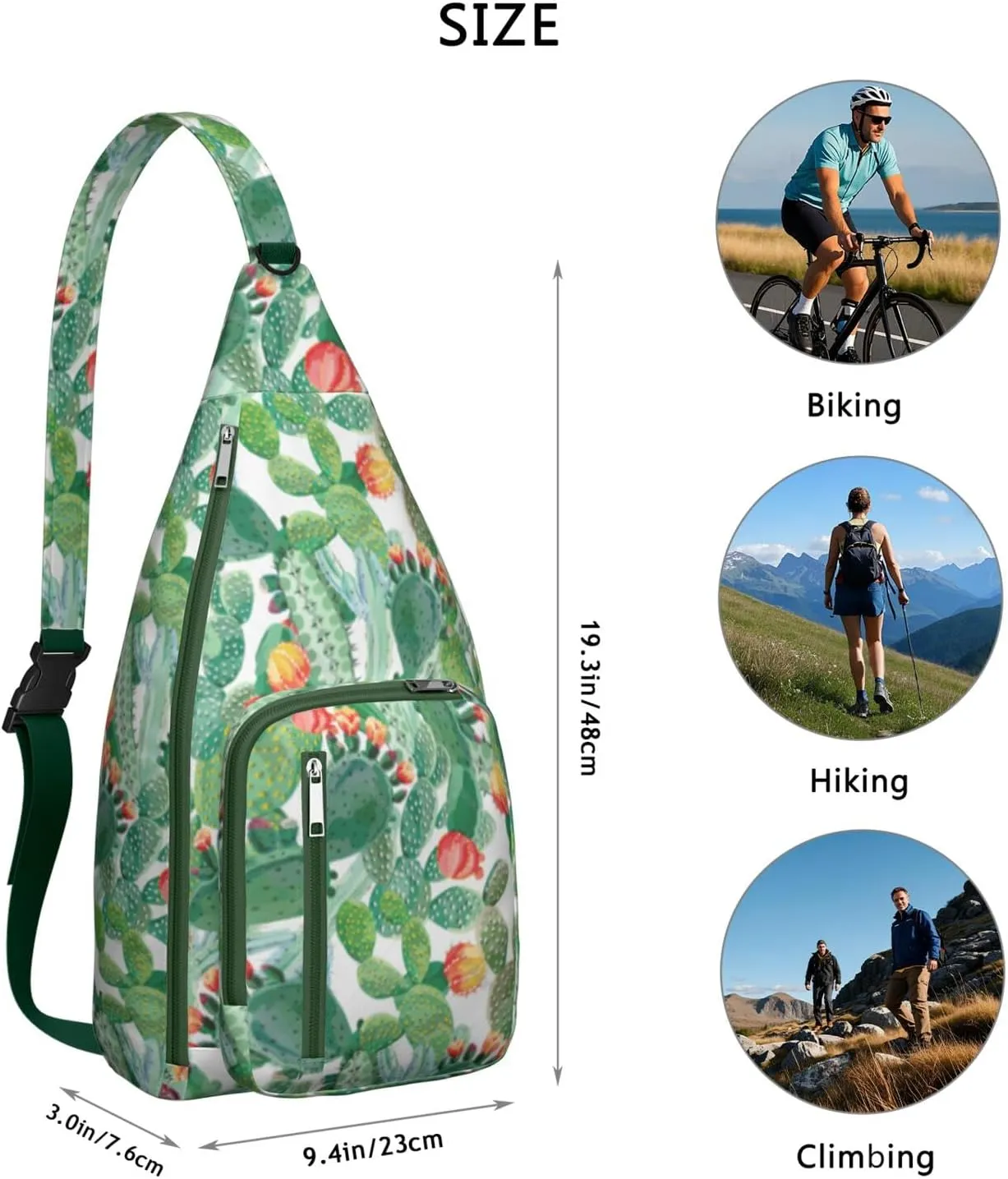 Shoulder Sling Crossbody Casual Chest Bag For Travel Sports Running,Backpack for Men & Women Lightweight Sports BagCrossbody Concealed Carry,Cactus Shoulder Bag Waterproof Chest Bag