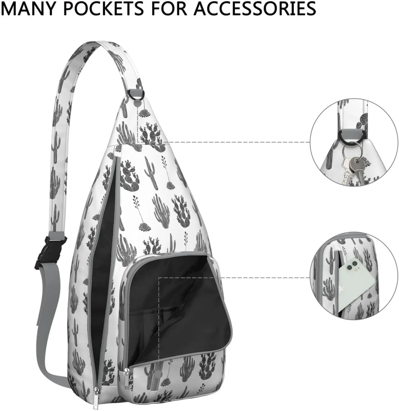 Shoulder Sling Crossbody Casual Chest Bag For Travel Sports Running,Backpack for Men & Women Lightweight Sports BagCrossbody Concealed Carry,Cactus Shoulder Bag Waterproof Chest Bag