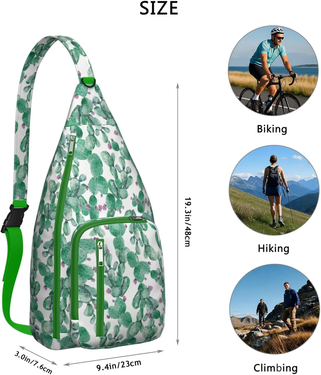 Shoulder Sling Crossbody Casual Chest Bag For Travel Sports Running,Backpack for Men & Women Lightweight Sports BagCrossbody Concealed Carry,Cactus Shoulder Bag Waterproof Chest Bag