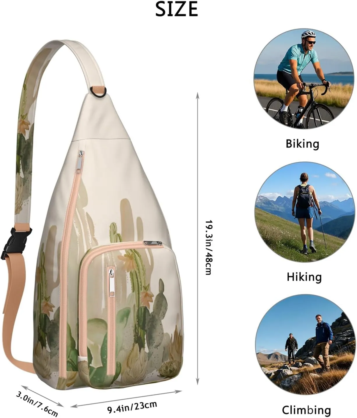 Shoulder Sling Crossbody Casual Chest Bag For Travel Sports Running,Backpack for Men & Women Lightweight Sports BagCrossbody Concealed Carry,Cactus Shoulder Bag Waterproof Chest Bag