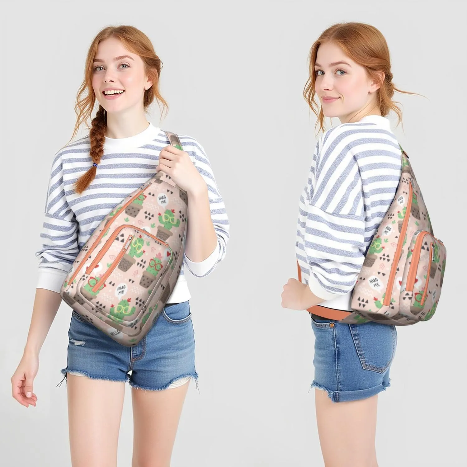 Shoulder Sling Crossbody Casual Chest Bag For Travel Sports Running,Backpack for Men & Women Lightweight Sports BagCrossbody Concealed Carry,Cactus Shoulder Bag Waterproof Chest Bag
