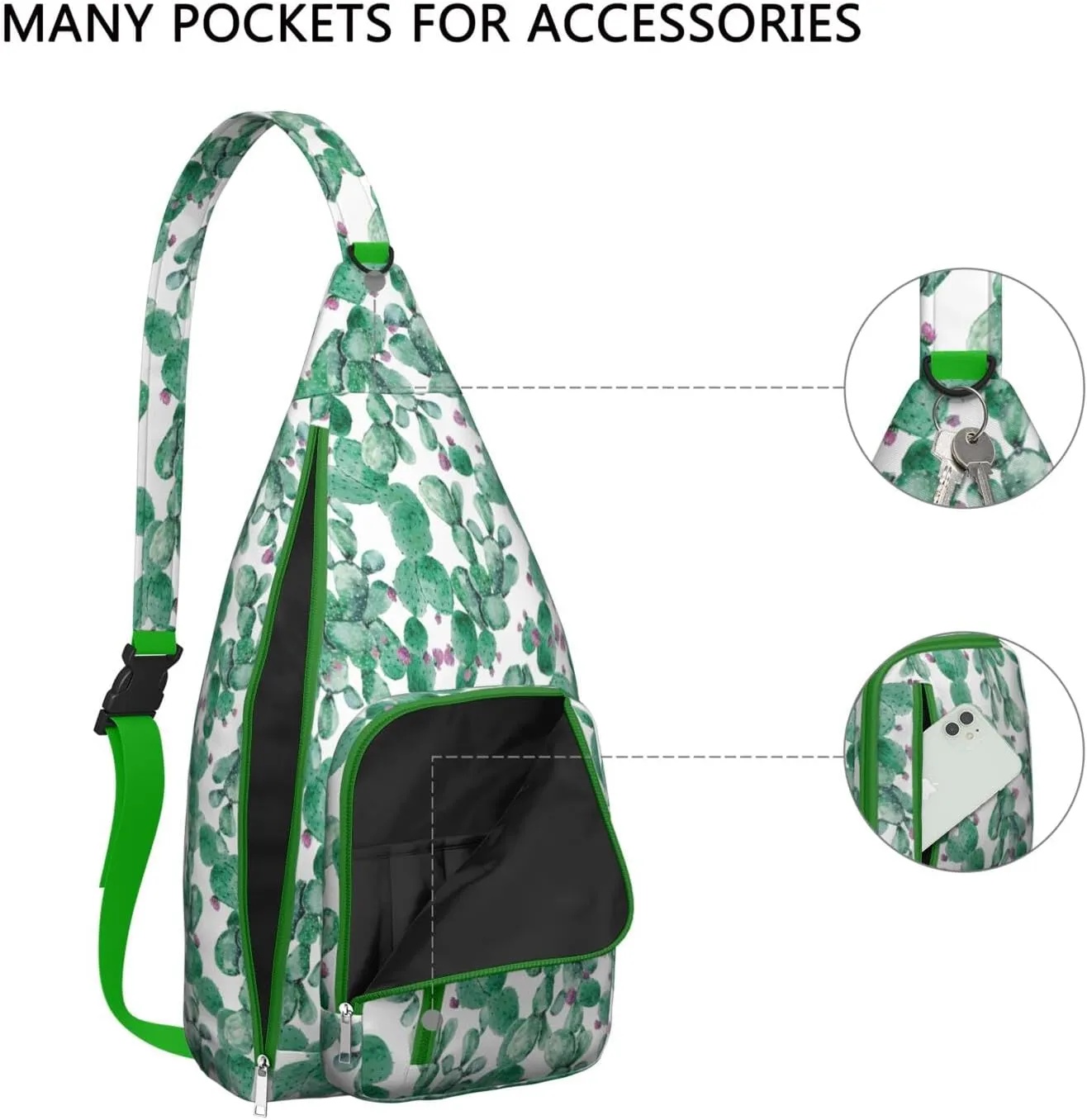 Shoulder Sling Crossbody Casual Chest Bag For Travel Sports Running,Backpack for Men & Women Lightweight Sports BagCrossbody Concealed Carry,Cactus Shoulder Bag Waterproof Chest Bag