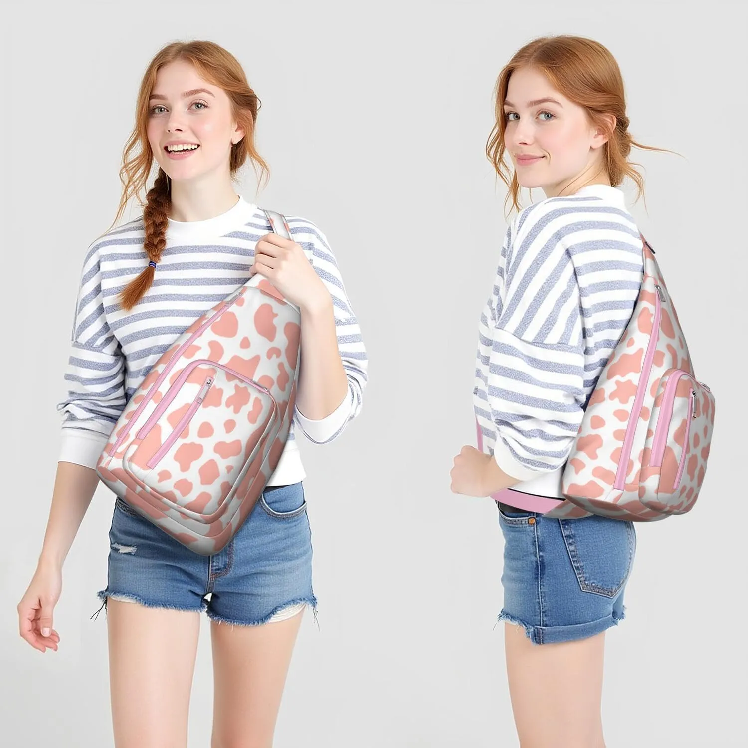 Shoulder Sling Crossbody Casual Chest Bag For Travel Sports Running,Backpack for Men & Women Lightweight Sports BagCrossbody Concealed Carry,Cow Shoulder Bag Waterproof Chest Bag