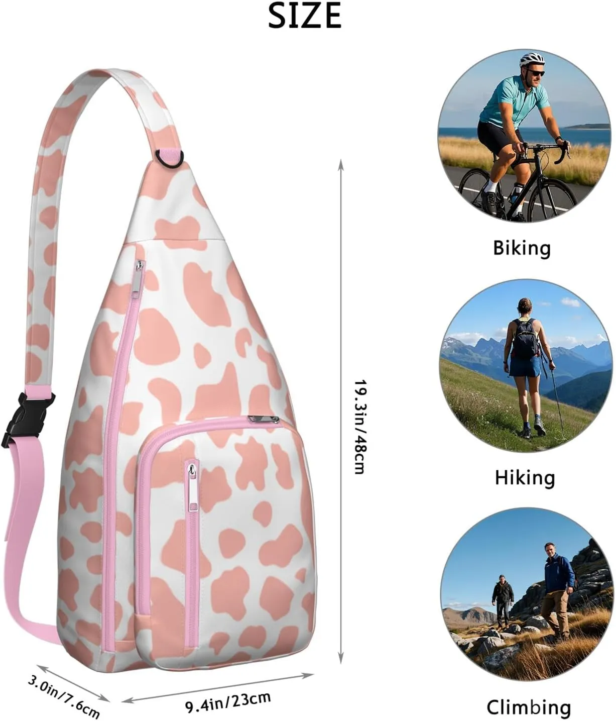 Shoulder Sling Crossbody Casual Chest Bag For Travel Sports Running,Backpack for Men & Women Lightweight Sports BagCrossbody Concealed Carry,Cow Shoulder Bag Waterproof Chest Bag
