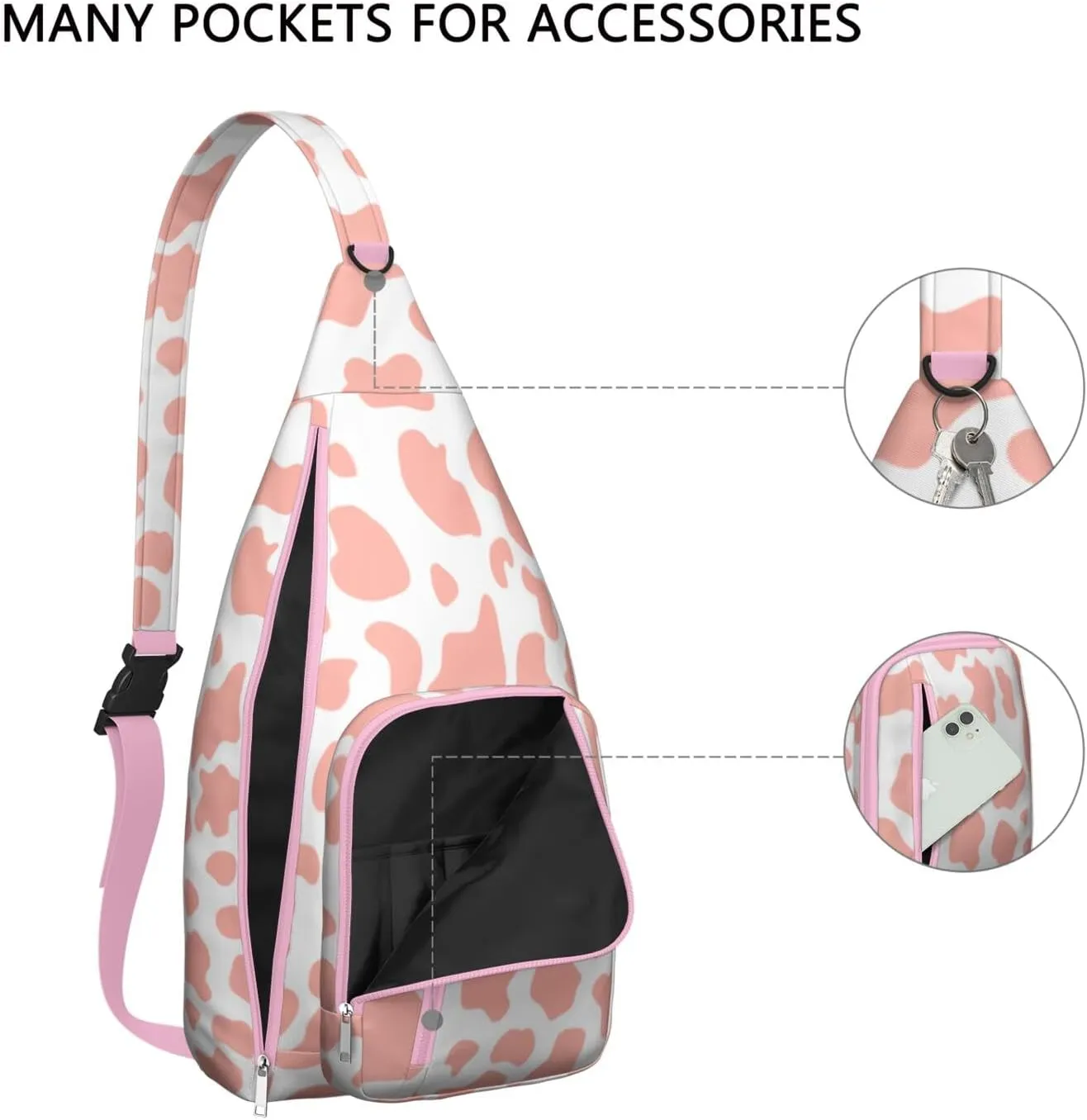 Shoulder Sling Crossbody Casual Chest Bag For Travel Sports Running,Backpack for Men & Women Lightweight Sports BagCrossbody Concealed Carry,Cow Shoulder Bag Waterproof Chest Bag