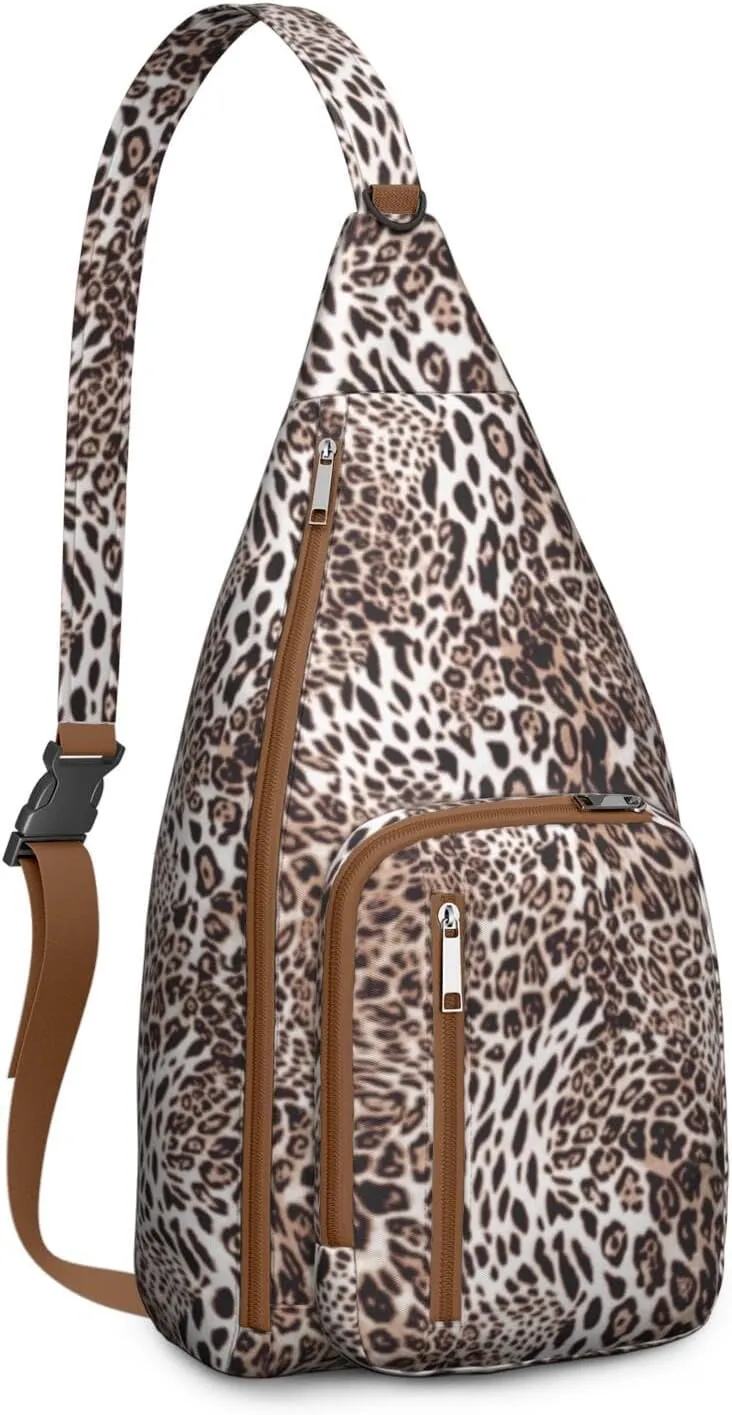 Shoulder Sling Crossbody Casual Chest Bag For Travel Sports Running,Backpack for Men & Women Lightweight Sports BagCrossbody Concealed Carry,Leopard Shoulder Bag Waterproof Chest Bag