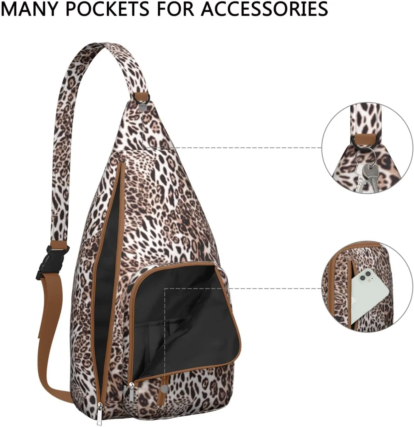Shoulder Sling Crossbody Casual Chest Bag For Travel Sports Running,Backpack for Men & Women Lightweight Sports BagCrossbody Concealed Carry,Leopard Shoulder Bag Waterproof Chest Bag