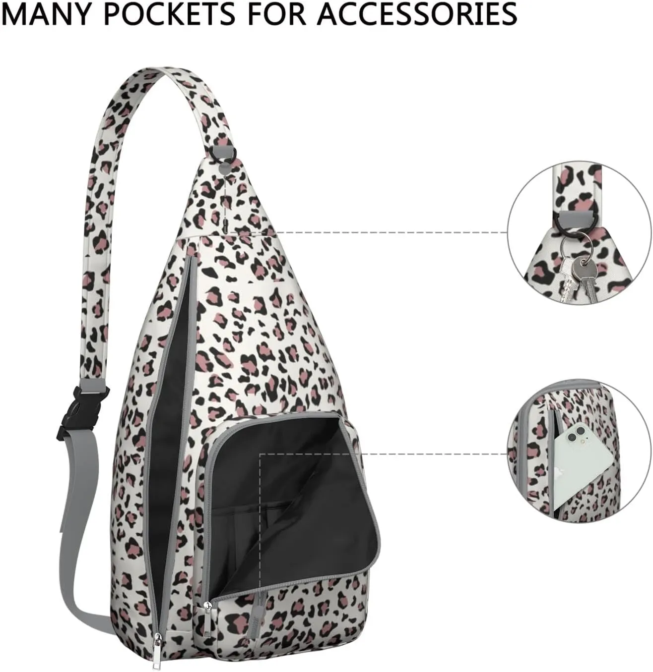 Shoulder Sling Crossbody Casual Chest Bag For Travel Sports Running,Backpack for Men & Women Lightweight Sports BagCrossbody Concealed Carry,Leopard Shoulder Bag Waterproof Chest Bag