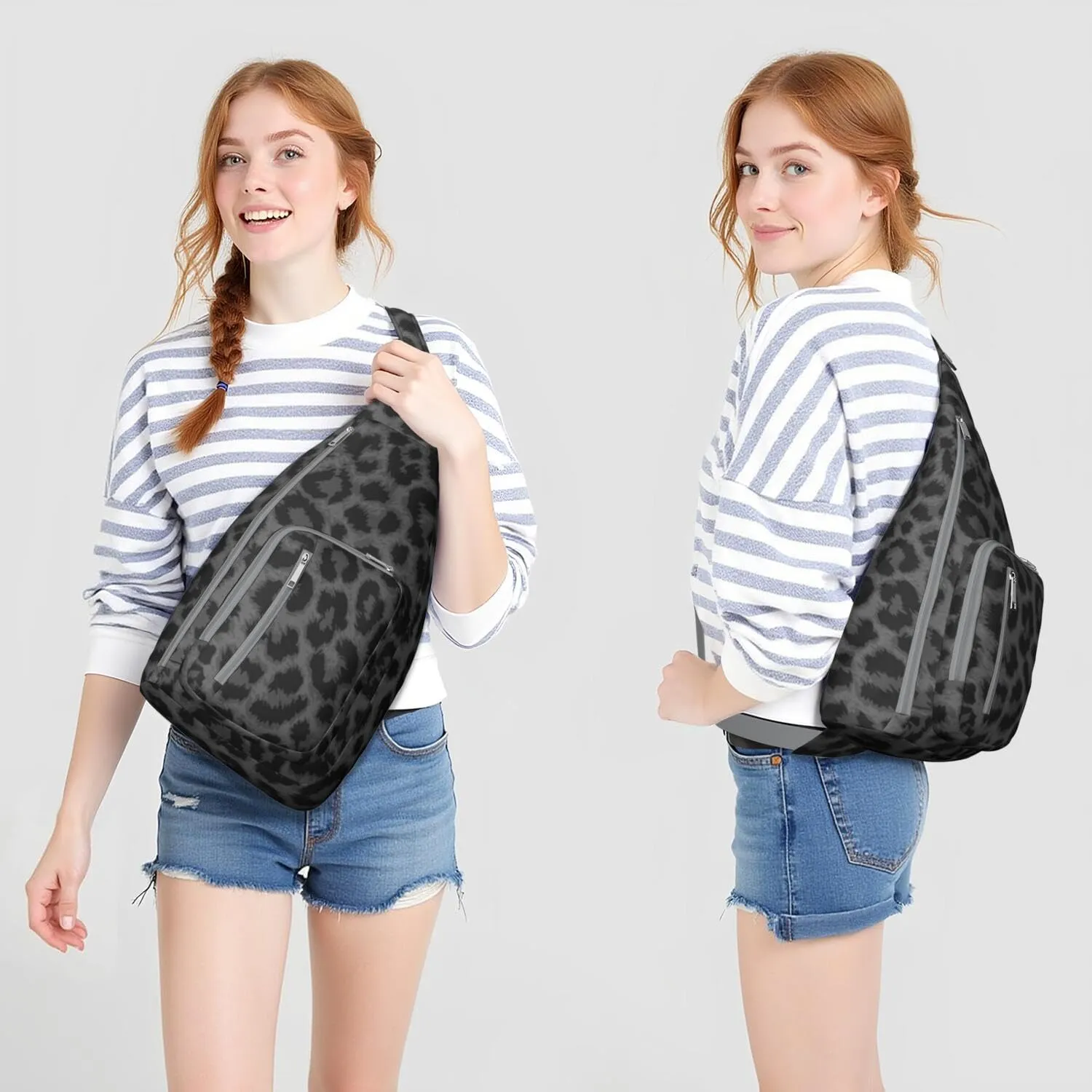 Shoulder Sling Crossbody Casual Chest Bag For Travel Sports Running,Backpack for Men & Women Lightweight Sports BagCrossbody Concealed Carry,Leopard Shoulder Bag Waterproof Chest Bag