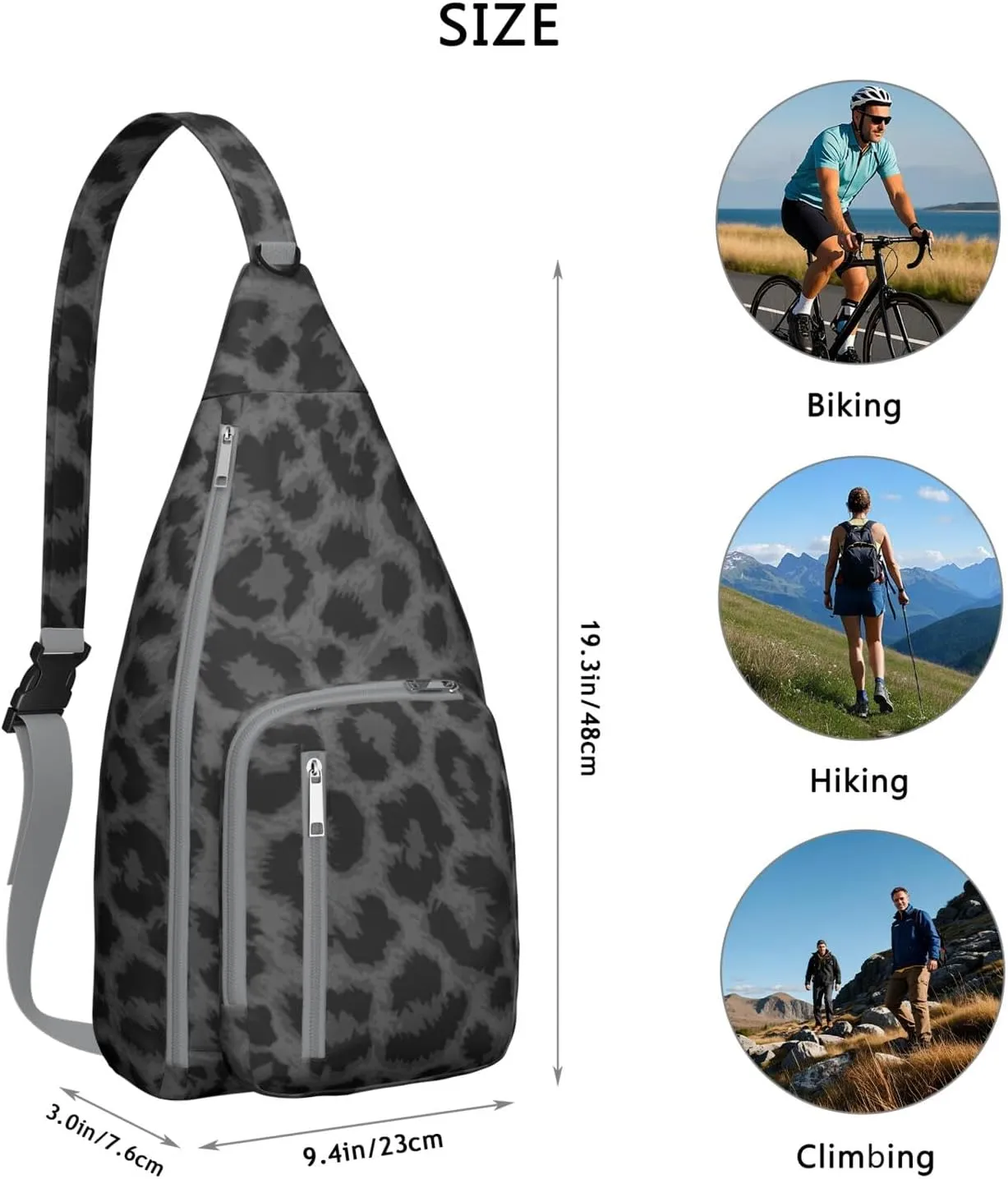 Shoulder Sling Crossbody Casual Chest Bag For Travel Sports Running,Backpack for Men & Women Lightweight Sports BagCrossbody Concealed Carry,Leopard Shoulder Bag Waterproof Chest Bag