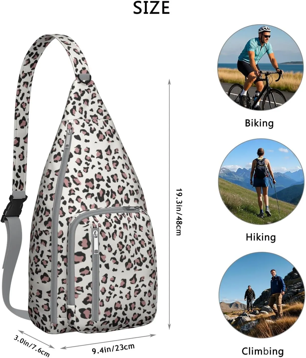 Shoulder Sling Crossbody Casual Chest Bag For Travel Sports Running,Backpack for Men & Women Lightweight Sports BagCrossbody Concealed Carry,Leopard Shoulder Bag Waterproof Chest Bag