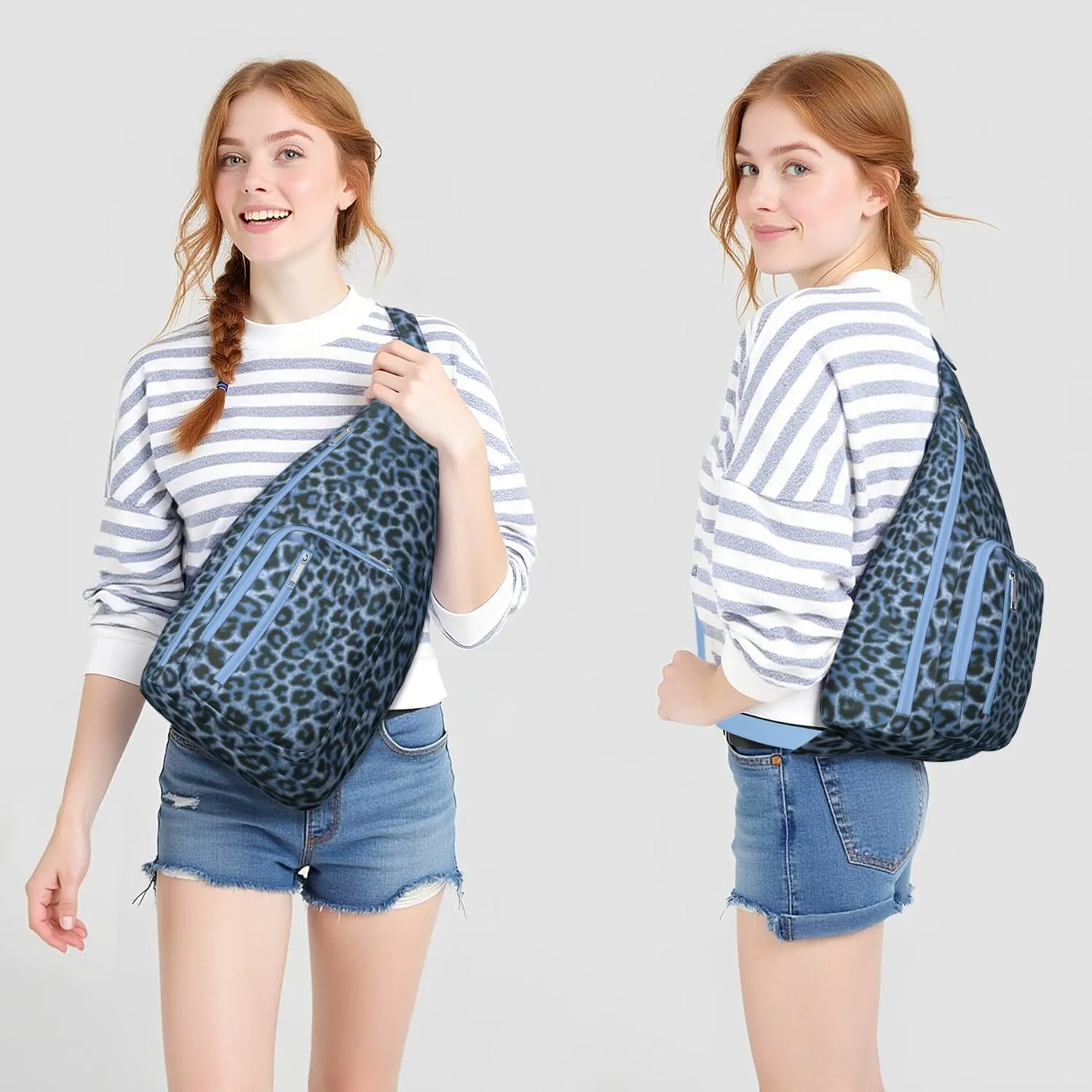 Shoulder Sling Crossbody Casual Chest Bag For Travel Sports Running,Backpack for Men & Women Lightweight Sports BagCrossbody Concealed Carry,Leopard Shoulder Bag Waterproof Chest Bag