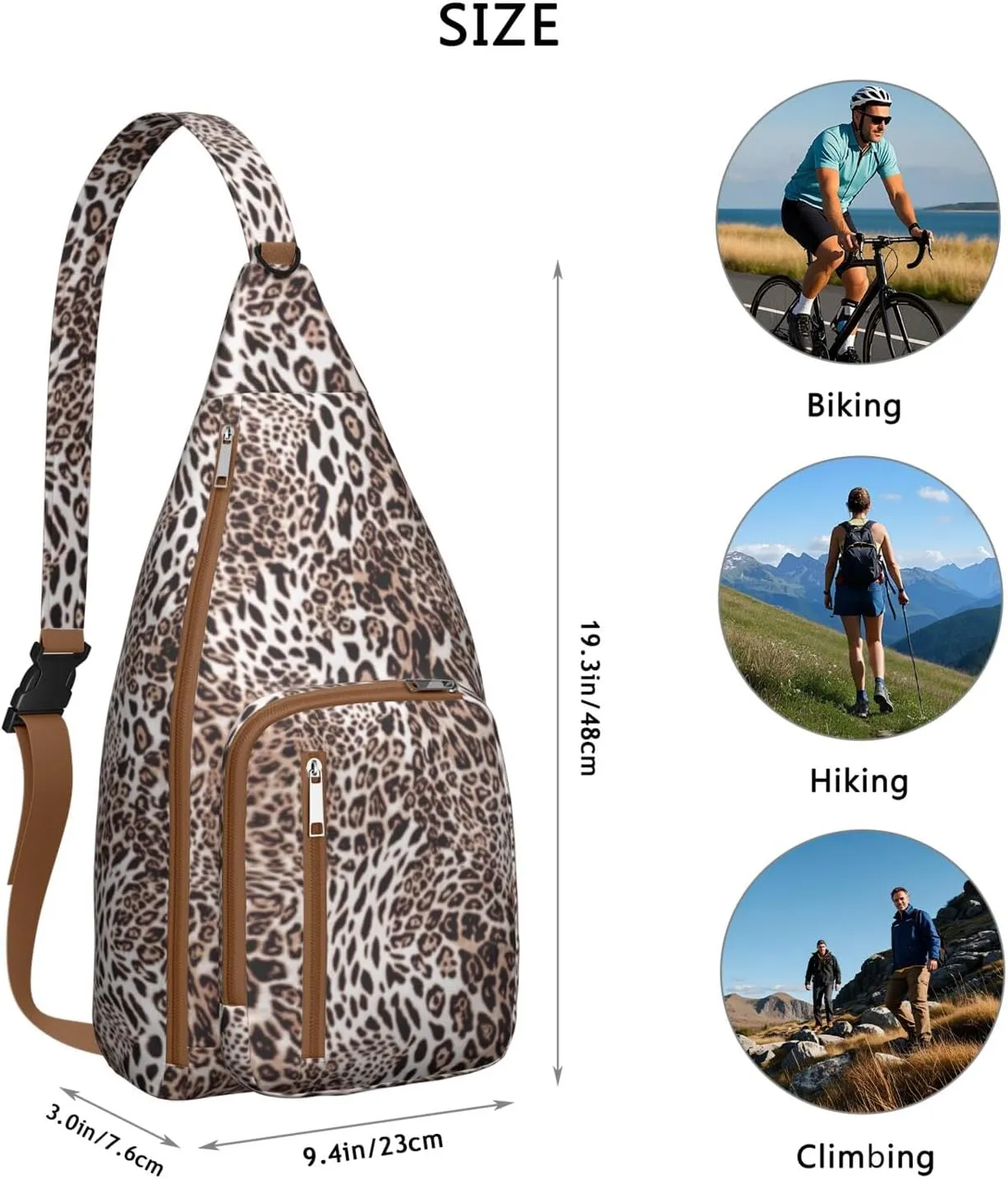 Shoulder Sling Crossbody Casual Chest Bag For Travel Sports Running,Backpack for Men & Women Lightweight Sports BagCrossbody Concealed Carry,Leopard Shoulder Bag Waterproof Chest Bag