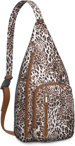 Shoulder Sling Crossbody Casual Chest Bag For Travel Sports Running,Backpack for Men & Women Lightweight Sports BagCrossbody Concealed Carry,Leopard Shoulder Bag Waterproof Chest Bag