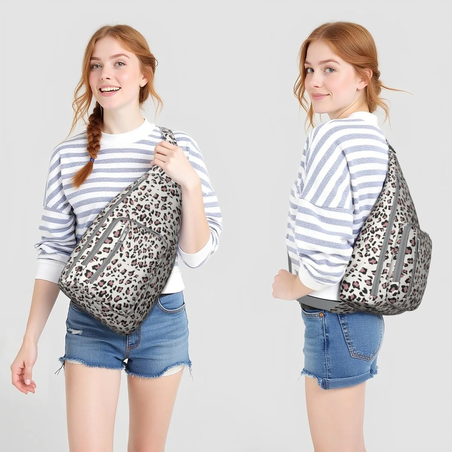 Shoulder Sling Crossbody Casual Chest Bag For Travel Sports Running,Backpack for Men & Women Lightweight Sports BagCrossbody Concealed Carry,Leopard Shoulder Bag Waterproof Chest Bag