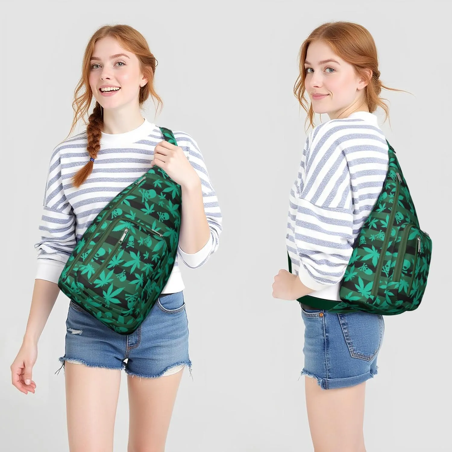 Shoulder Sling Crossbody Casual Chest Bag For Travel Sports Running,Backpack for Men & Women Lightweight Sports BagCrossbody Concealed Carry,Marijuana Leaf Shoulder Bag Waterproof Chest Bag