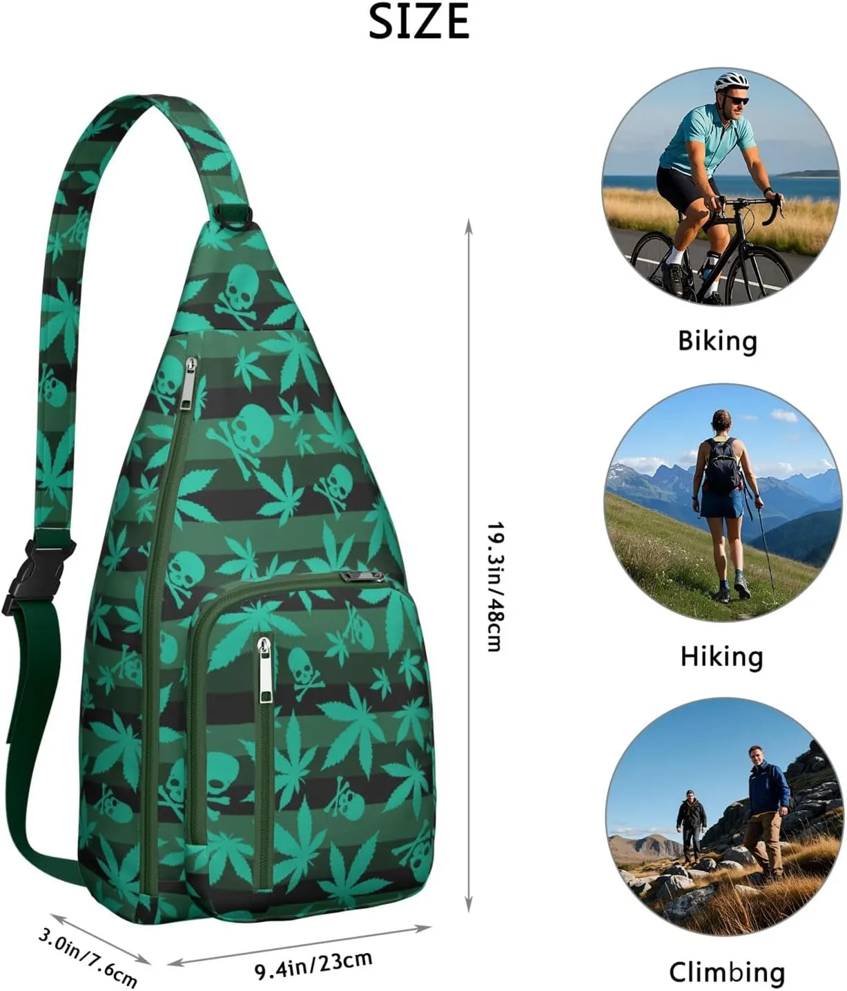 Shoulder Sling Crossbody Casual Chest Bag For Travel Sports Running,Backpack for Men & Women Lightweight Sports BagCrossbody Concealed Carry,Marijuana Leaf Shoulder Bag Waterproof Chest Bag