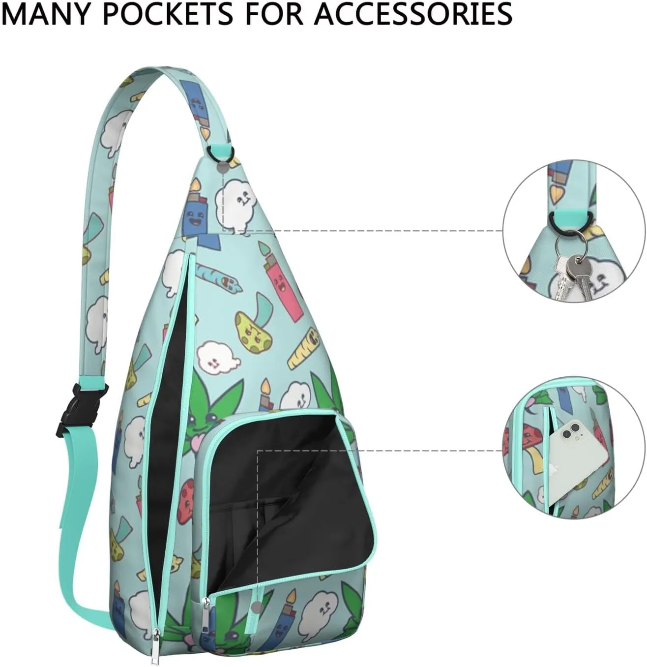 Shoulder Sling Crossbody Casual Chest Bag For Travel Sports Running,Backpack for Men & Women Lightweight Sports BagCrossbody Concealed Carry,Marijuana Leaf Shoulder Bag Waterproof Chest Bag