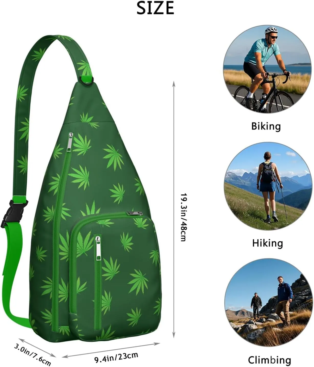 Shoulder Sling Crossbody Casual Chest Bag For Travel Sports Running,Backpack for Men & Women Lightweight Sports BagCrossbody Concealed Carry,Marijuana Leaf Shoulder Bag Waterproof Chest Bag