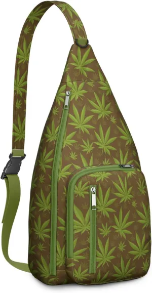 Shoulder Sling Crossbody Casual Chest Bag For Travel Sports Running,Backpack for Men & Women Lightweight Sports BagCrossbody Concealed Carry,Marijuana Leaf Shoulder Bag Waterproof Chest Bag