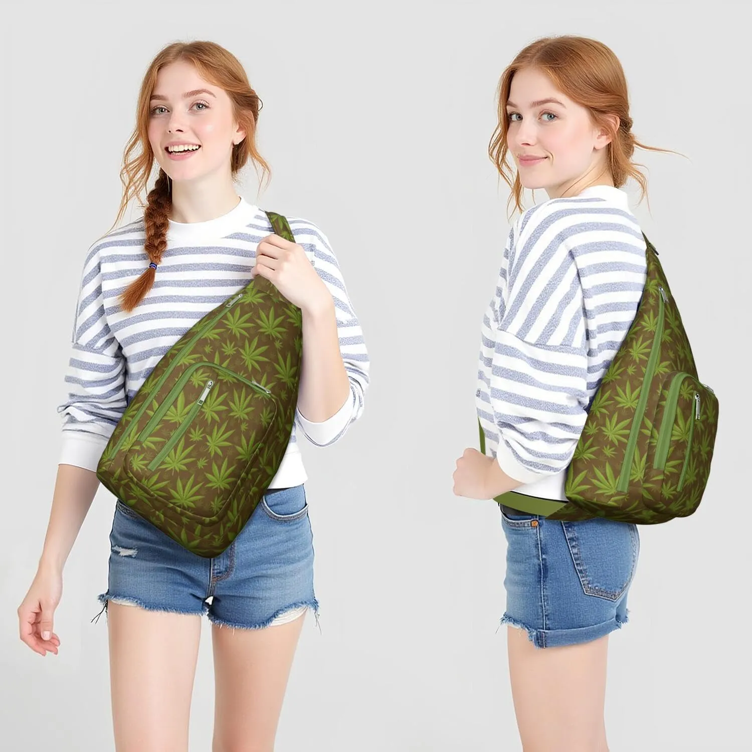 Shoulder Sling Crossbody Casual Chest Bag For Travel Sports Running,Backpack for Men & Women Lightweight Sports BagCrossbody Concealed Carry,Marijuana Leaf Shoulder Bag Waterproof Chest Bag