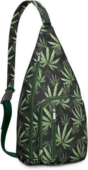 Shoulder Sling Crossbody Casual Chest Bag For Travel Sports Running,Backpack for Men & Women Lightweight Sports BagCrossbody Concealed Carry,Marijuana Leaf Shoulder Bag Waterproof Chest Bag