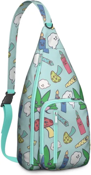 Shoulder Sling Crossbody Casual Chest Bag For Travel Sports Running,Backpack for Men & Women Lightweight Sports BagCrossbody Concealed Carry,Marijuana Leaf Shoulder Bag Waterproof Chest Bag
