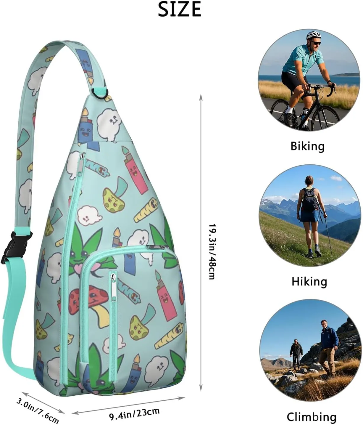 Shoulder Sling Crossbody Casual Chest Bag For Travel Sports Running,Backpack for Men & Women Lightweight Sports BagCrossbody Concealed Carry,Marijuana Leaf Shoulder Bag Waterproof Chest Bag