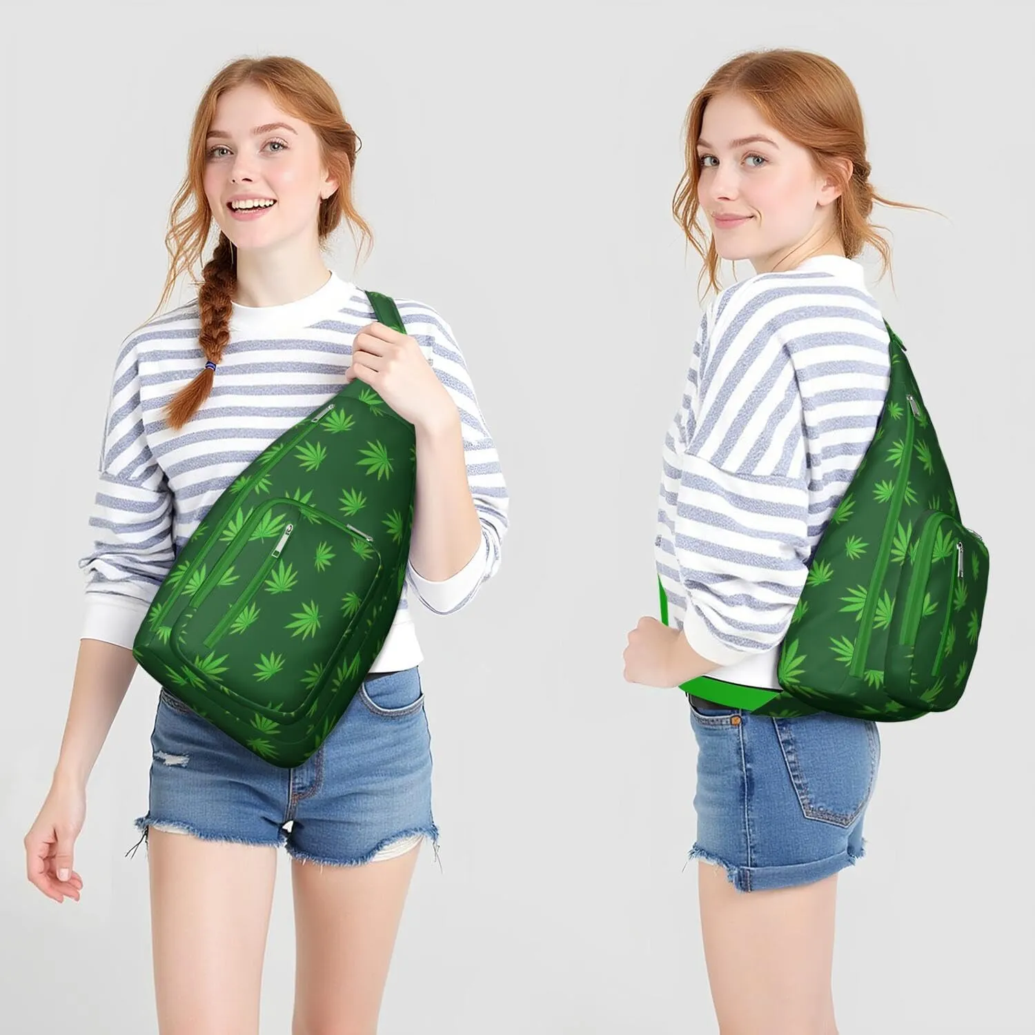 Shoulder Sling Crossbody Casual Chest Bag For Travel Sports Running,Backpack for Men & Women Lightweight Sports BagCrossbody Concealed Carry,Marijuana Leaf Shoulder Bag Waterproof Chest Bag