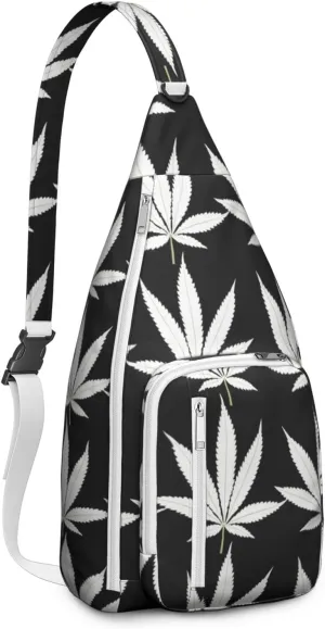 Shoulder Sling Crossbody Casual Chest Bag For Travel Sports Running,Backpack for Men & Women Lightweight Sports BagCrossbody Concealed Carry,Marijuana Leaf Shoulder Bag Waterproof Chest Bag