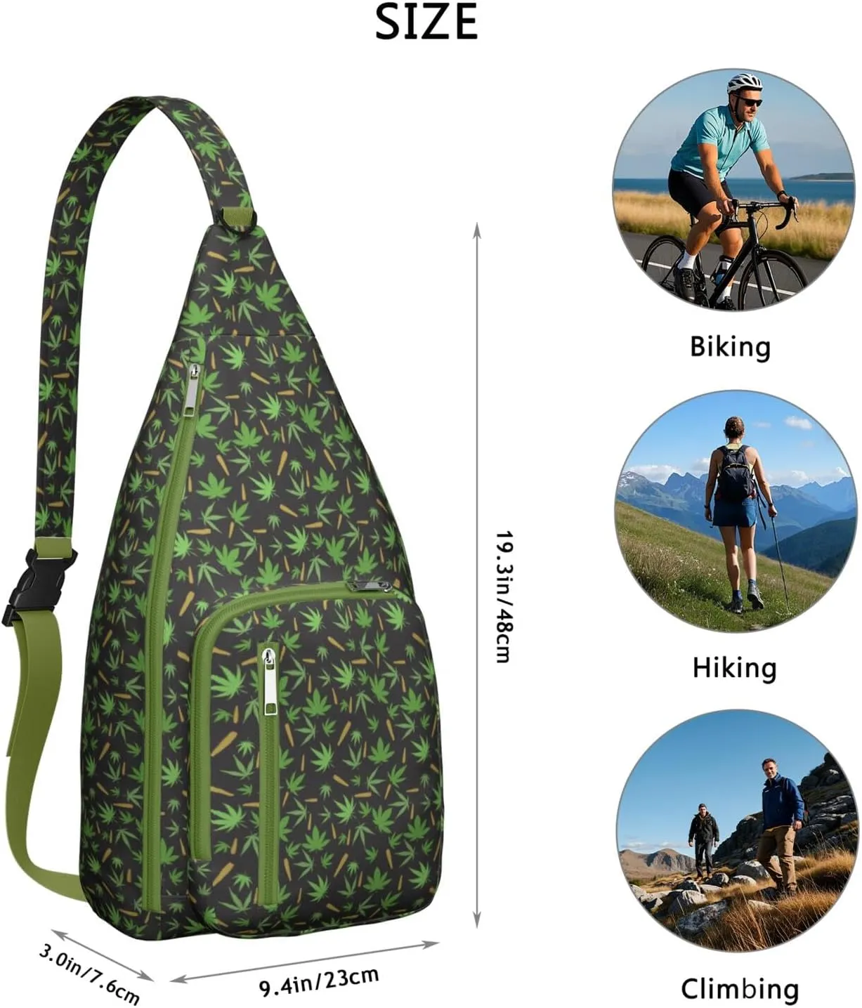 Shoulder Sling Crossbody Casual Chest Bag For Travel Sports Running,Backpack for Men & Women Lightweight Sports BagCrossbody Concealed Carry,Marijuana Leaf Shoulder Bag Waterproof Chest Bag