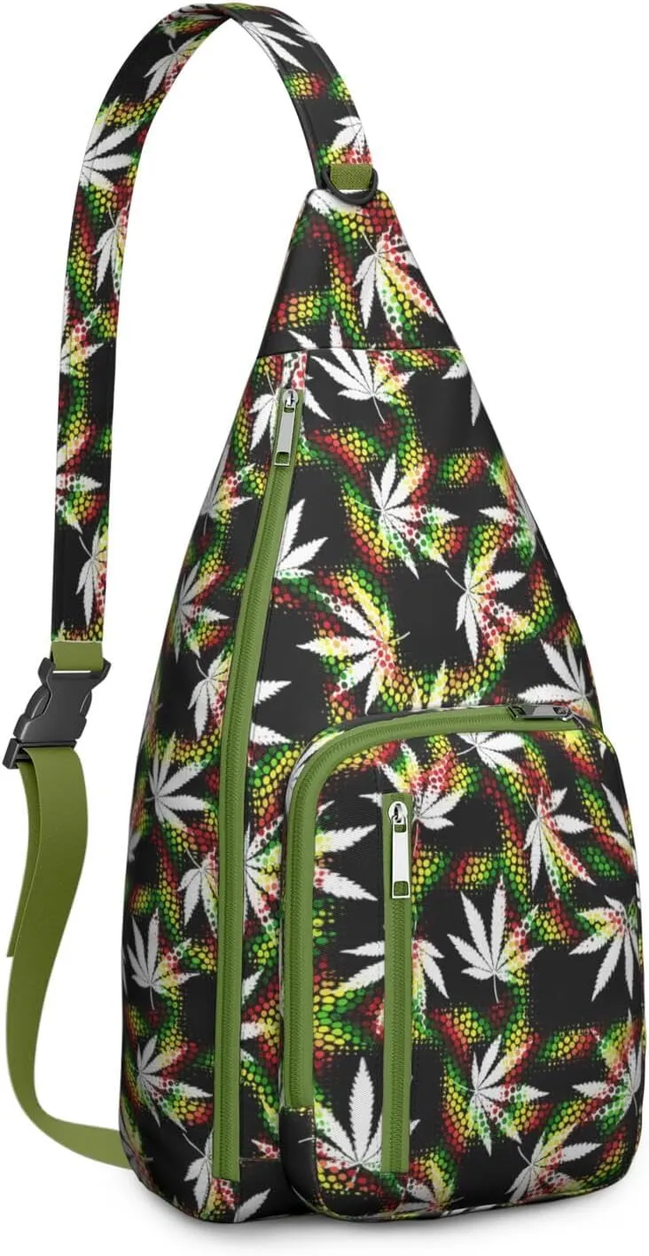 Shoulder Sling Crossbody Casual Chest Bag For Travel Sports Running,Backpack for Men & Women Lightweight Sports BagCrossbody Concealed Carry,Marijuana Leaf Shoulder Bag Waterproof Chest Bag