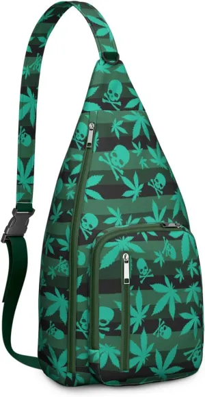 Shoulder Sling Crossbody Casual Chest Bag For Travel Sports Running,Backpack for Men & Women Lightweight Sports BagCrossbody Concealed Carry,Marijuana Leaf Shoulder Bag Waterproof Chest Bag