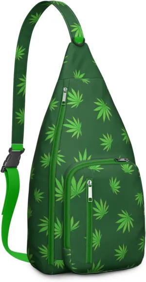 Shoulder Sling Crossbody Casual Chest Bag For Travel Sports Running,Backpack for Men & Women Lightweight Sports BagCrossbody Concealed Carry,Marijuana Leaf Shoulder Bag Waterproof Chest Bag