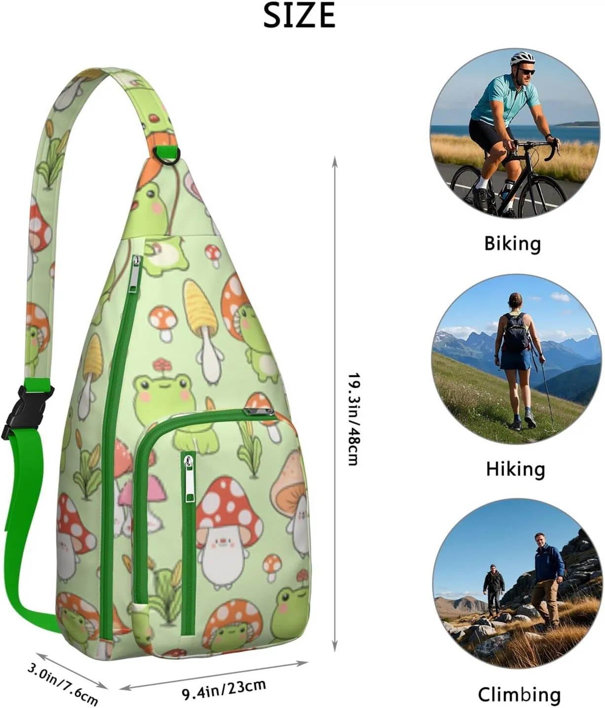 Shoulder Sling Crossbody Casual Chest Bag For Travel Sports Running,Backpack for Men & Women Lightweight Sports BagCrossbody Concealed Carry,Mushroom Shoulder Bag Waterproof Chest Bag