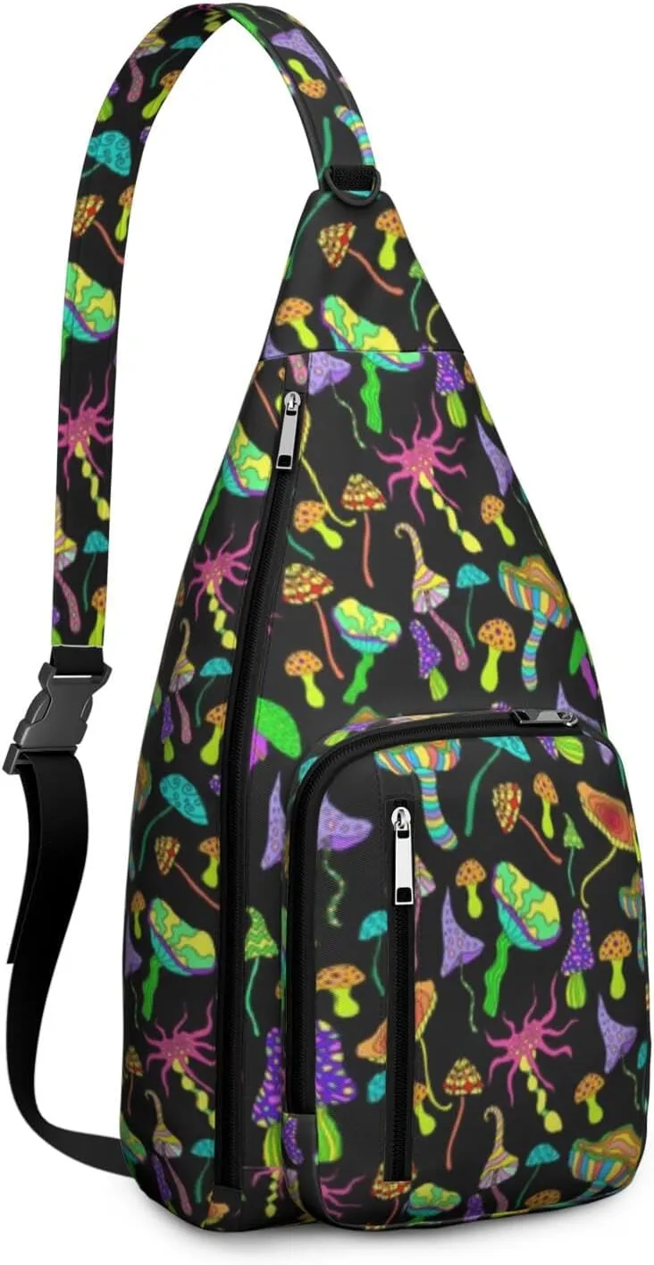Shoulder Sling Crossbody Casual Chest Bag For Travel Sports Running,Backpack for Men & Women Lightweight Sports BagCrossbody Concealed Carry,Mushroom Shoulder Bag Waterproof Chest Bag