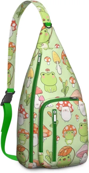 Shoulder Sling Crossbody Casual Chest Bag For Travel Sports Running,Backpack for Men & Women Lightweight Sports BagCrossbody Concealed Carry,Mushroom Shoulder Bag Waterproof Chest Bag