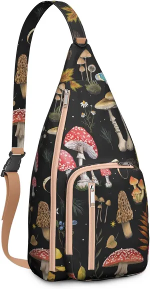Shoulder Sling Crossbody Casual Chest Bag For Travel Sports Running,Backpack for Men & Women Lightweight Sports BagCrossbody Concealed Carry,Mushroom Shoulder Bag Waterproof Chest Bag