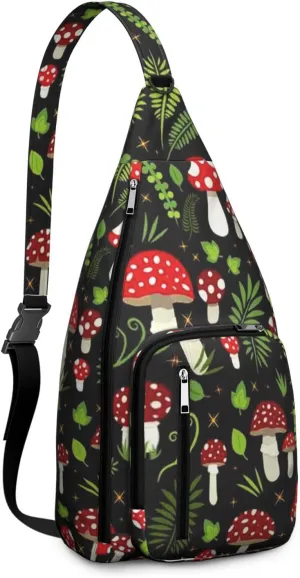 Shoulder Sling Crossbody Casual Chest Bag For Travel Sports Running,Backpack for Men & Women Lightweight Sports BagCrossbody Concealed Carry,Mushroom Shoulder Bag Waterproof Chest Bag