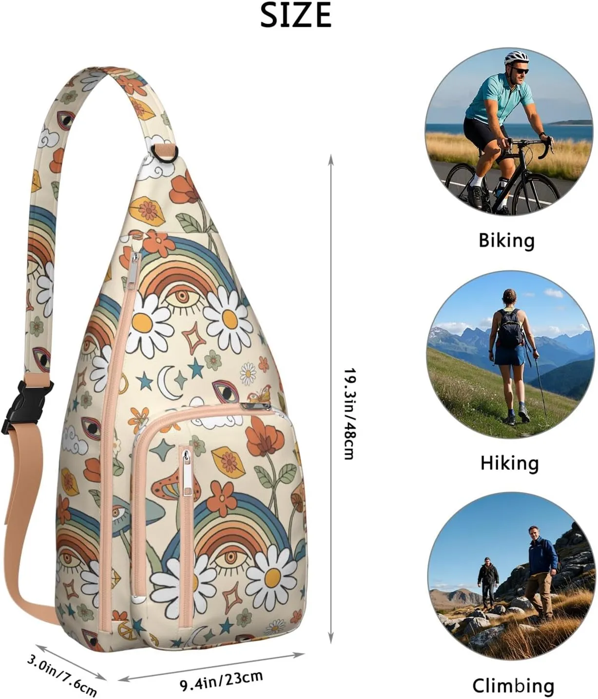 Shoulder Sling Crossbody Casual Chest Bag For Travel Sports Running,Backpack for Men & Women Lightweight Sports BagCrossbody Concealed Carry,Mushroom Shoulder Bag Waterproof Chest Bag