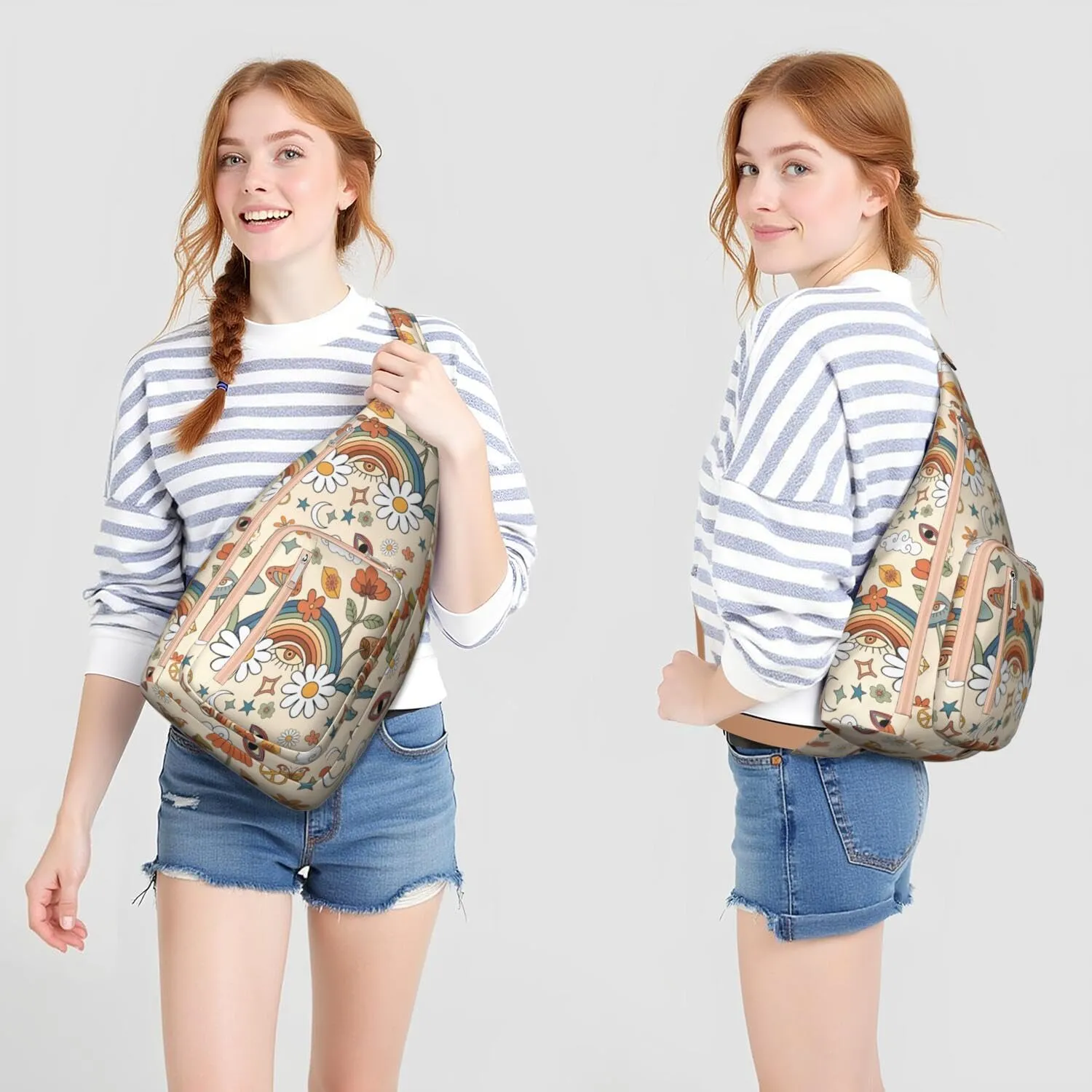 Shoulder Sling Crossbody Casual Chest Bag For Travel Sports Running,Backpack for Men & Women Lightweight Sports BagCrossbody Concealed Carry,Mushroom Shoulder Bag Waterproof Chest Bag