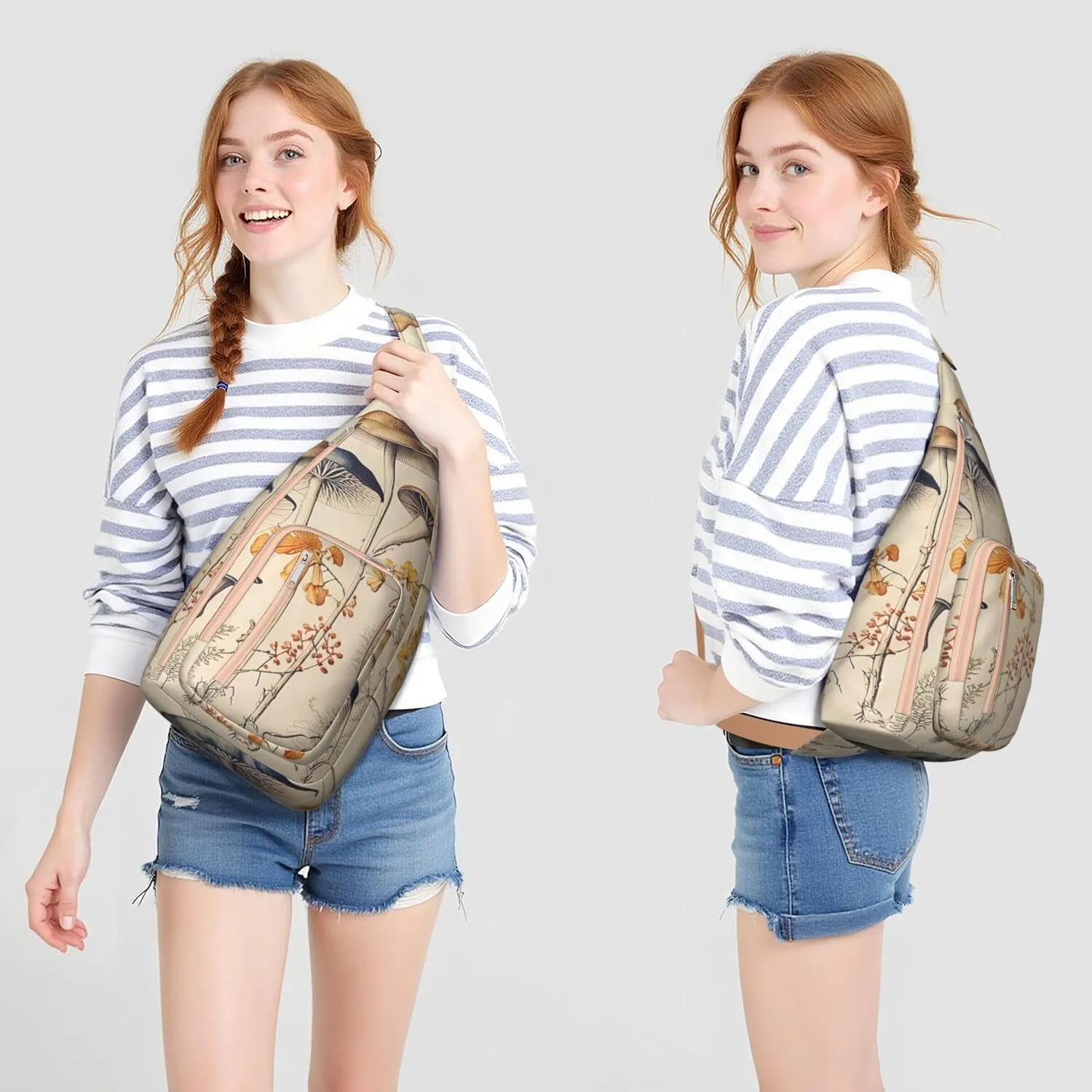 Shoulder Sling Crossbody Casual Chest Bag For Travel Sports Running,Backpack for Men & Women Lightweight Sports BagCrossbody Concealed Carry,Mushroom Shoulder Bag Waterproof Chest Bag