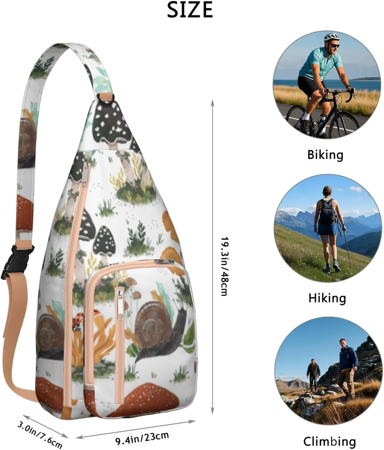 Shoulder Sling Crossbody Casual Chest Bag For Travel Sports Running,Backpack for Men & Women Lightweight Sports BagCrossbody Concealed Carry,Mushroom Shoulder Bag Waterproof Chest Bag