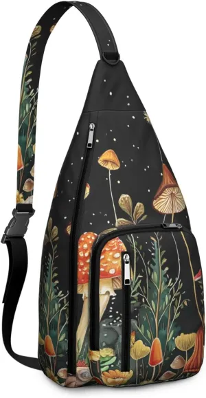 Shoulder Sling Crossbody Casual Chest Bag For Travel Sports Running,Backpack for Men & Women Lightweight Sports BagCrossbody Concealed Carry,Mushroom Shoulder Bag Waterproof Chest Bag