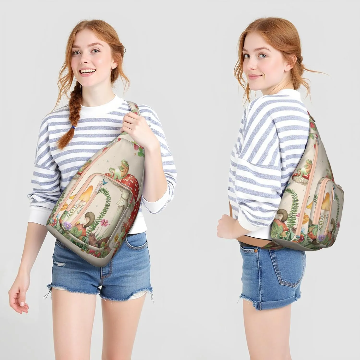 Shoulder Sling Crossbody Casual Chest Bag For Travel Sports Running,Backpack for Men & Women Lightweight Sports BagCrossbody Concealed Carry,Mushroom Shoulder Bag Waterproof Chest Bag