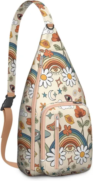 Shoulder Sling Crossbody Casual Chest Bag For Travel Sports Running,Backpack for Men & Women Lightweight Sports BagCrossbody Concealed Carry,Mushroom Shoulder Bag Waterproof Chest Bag