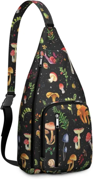 Shoulder Sling Crossbody Casual Chest Bag For Travel Sports Running,Backpack for Men & Women Lightweight Sports BagCrossbody Concealed Carry,Mushroom Shoulder Bag Waterproof Chest Bag